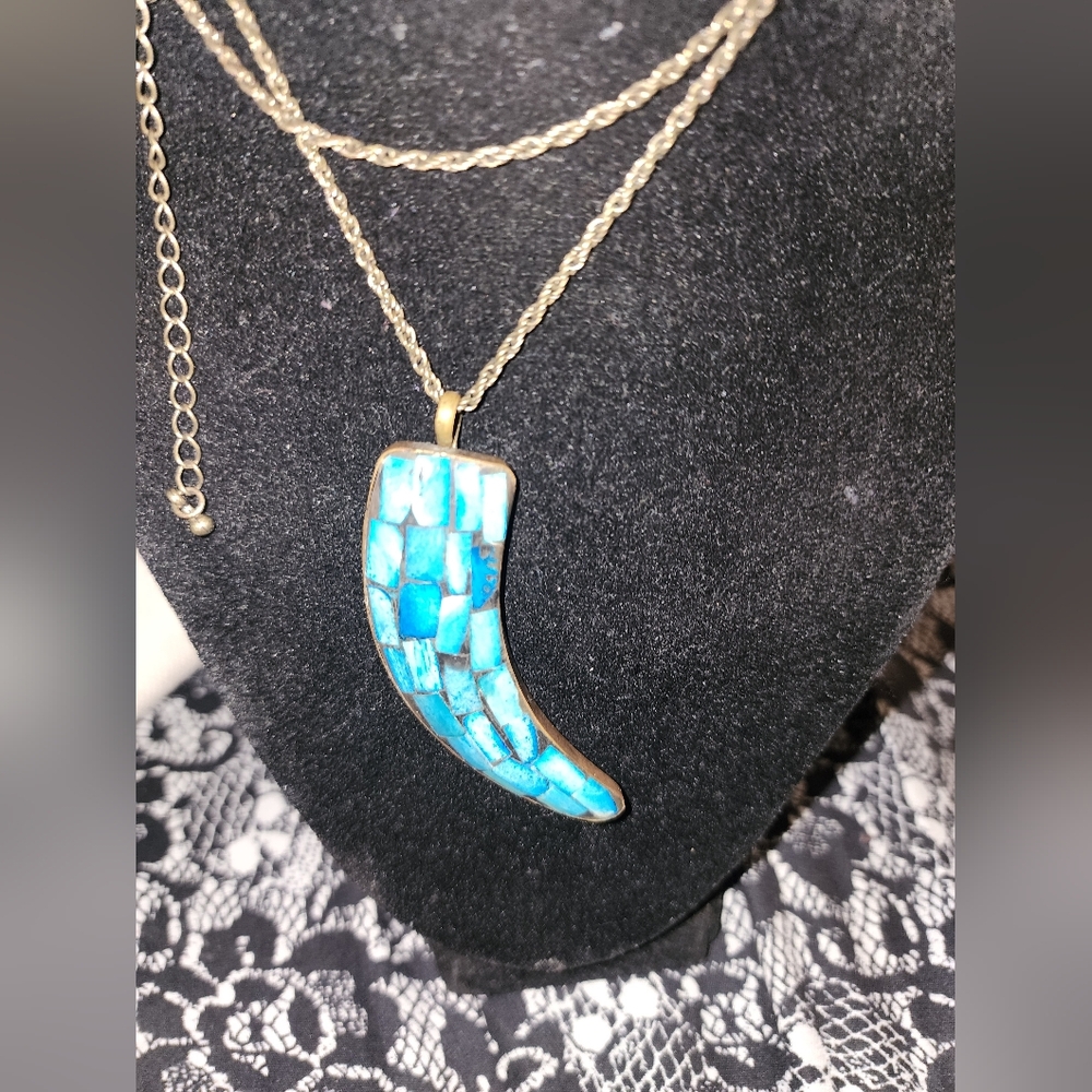 Turquoise Horn Pendant Necklace